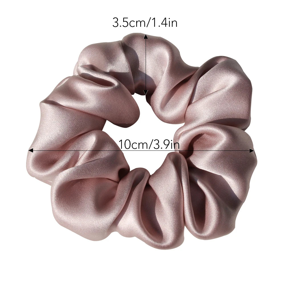 100 % reine Maulbeerseide – Große Haargummis – Haargummibänder – Elastische Zopfgummis für Frauen und Mädchen – 19 Momme – 3,5 cm