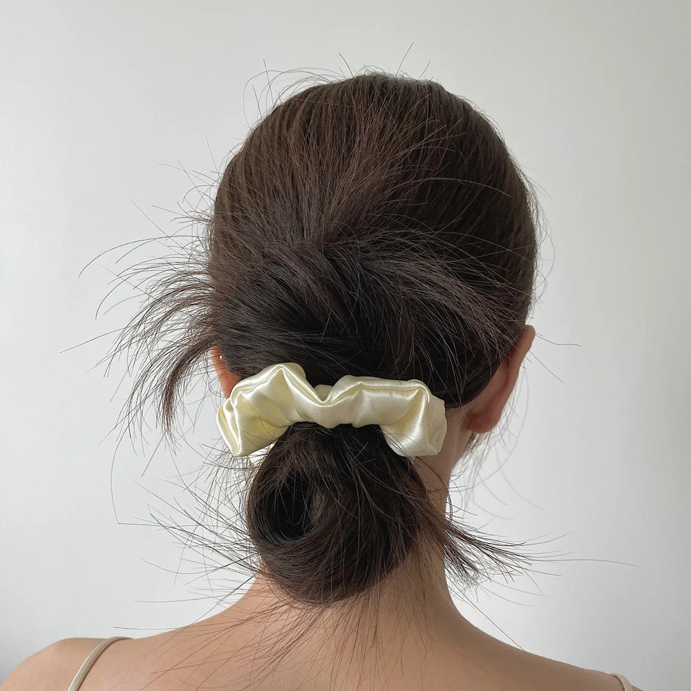 100 % reine Maulbeerseide – Große Haargummis – Haargummibänder – Elastische Zopfgummis für Frauen und Mädchen – 19 Momme – 3,5 cm