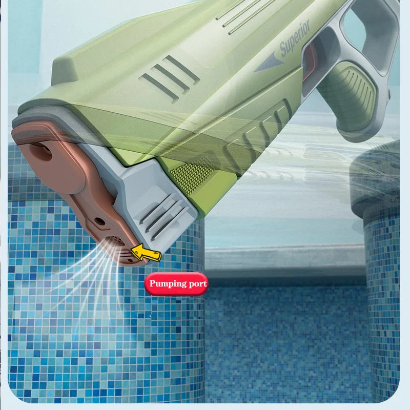 43 cm Vollautomatische elektrische Wasserpistole – Tragbares Spielzeug für Kinder – Sommer, Strand, Outdoor-Kämpfe – Fantasie-Spielzeug für Jungen und Kinder