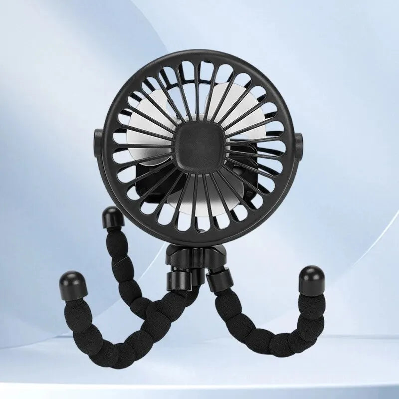 Neuer multifunktionaler Kinderwagen-Mini-Ventilator – Tragbarer USB-ladbarer Kleiner Ventilator – Handyhalter – Outdoor-Handventilator im Oktopus-Design